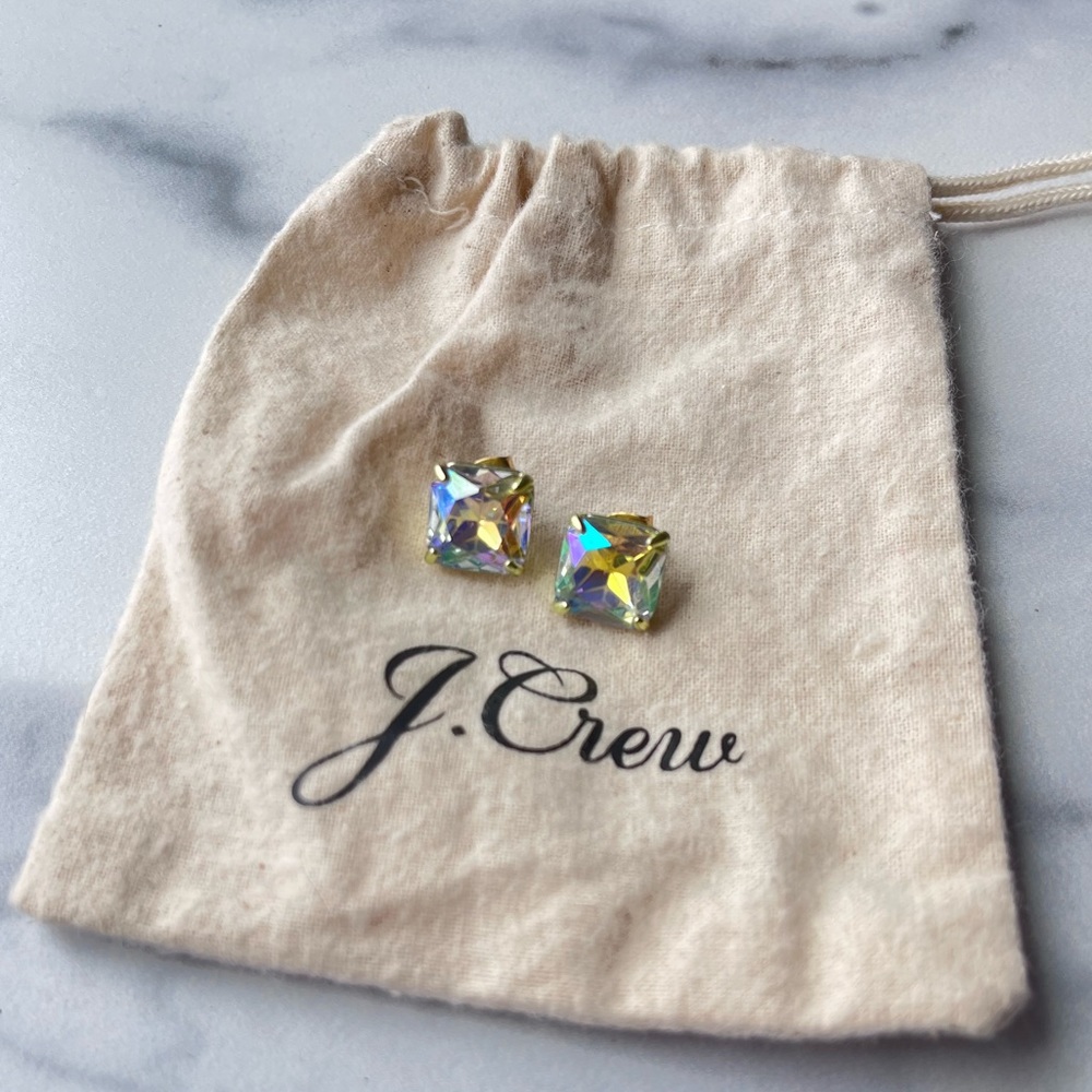 J Crew iridescent crystal earrings -large stone